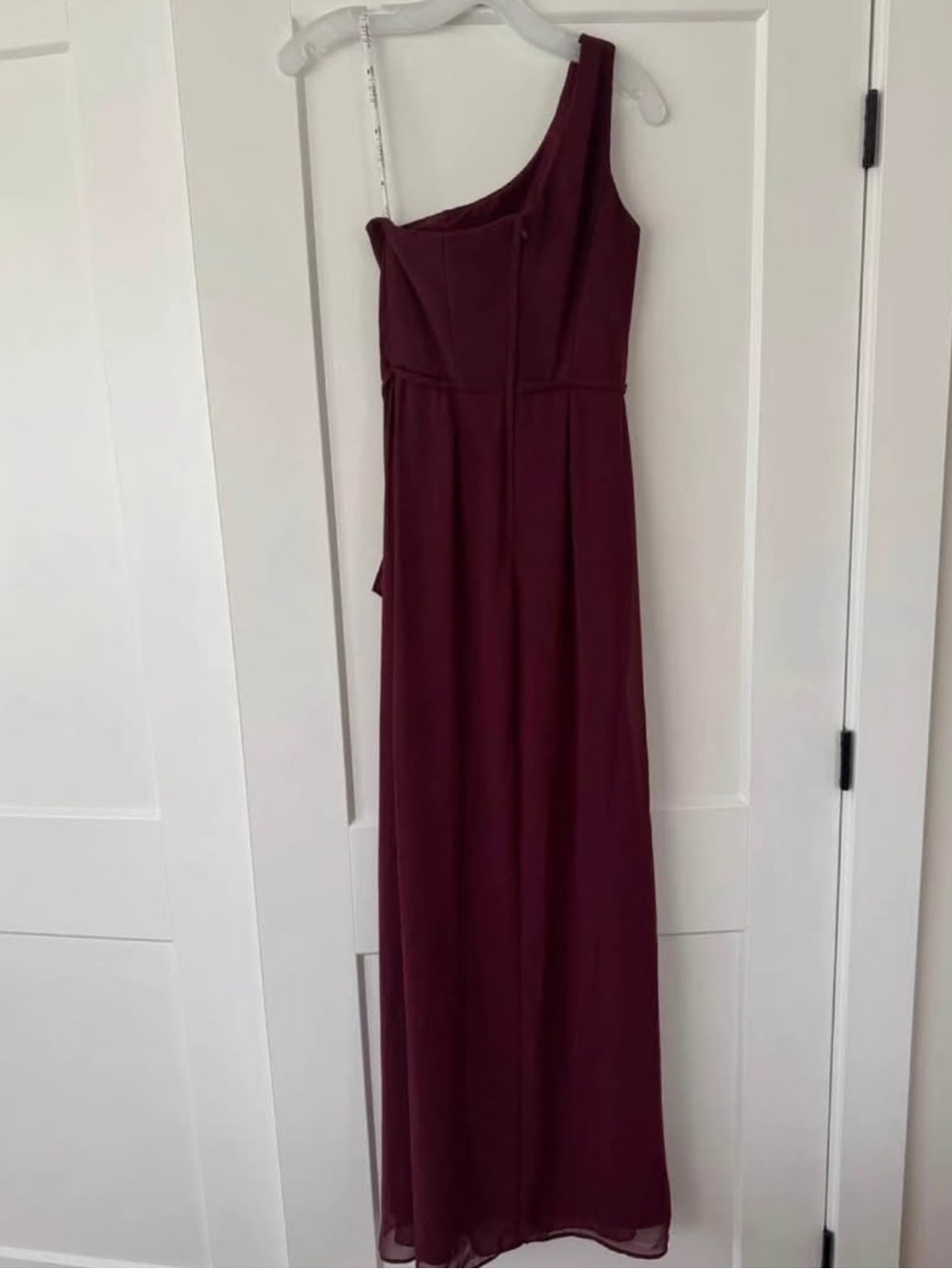 David’s Bridal One-Shoulder Wine Bridesmaid Dress Evening Gown - Picture 3 of 5